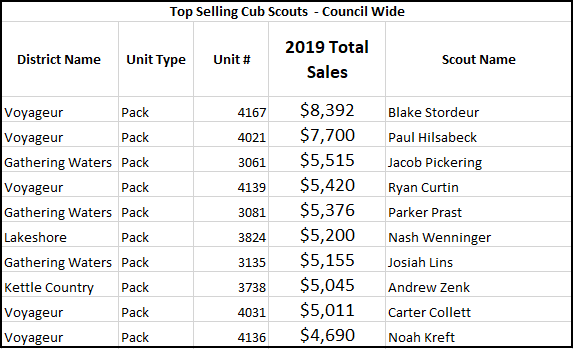 Top Selling Cub Scouts-BLC