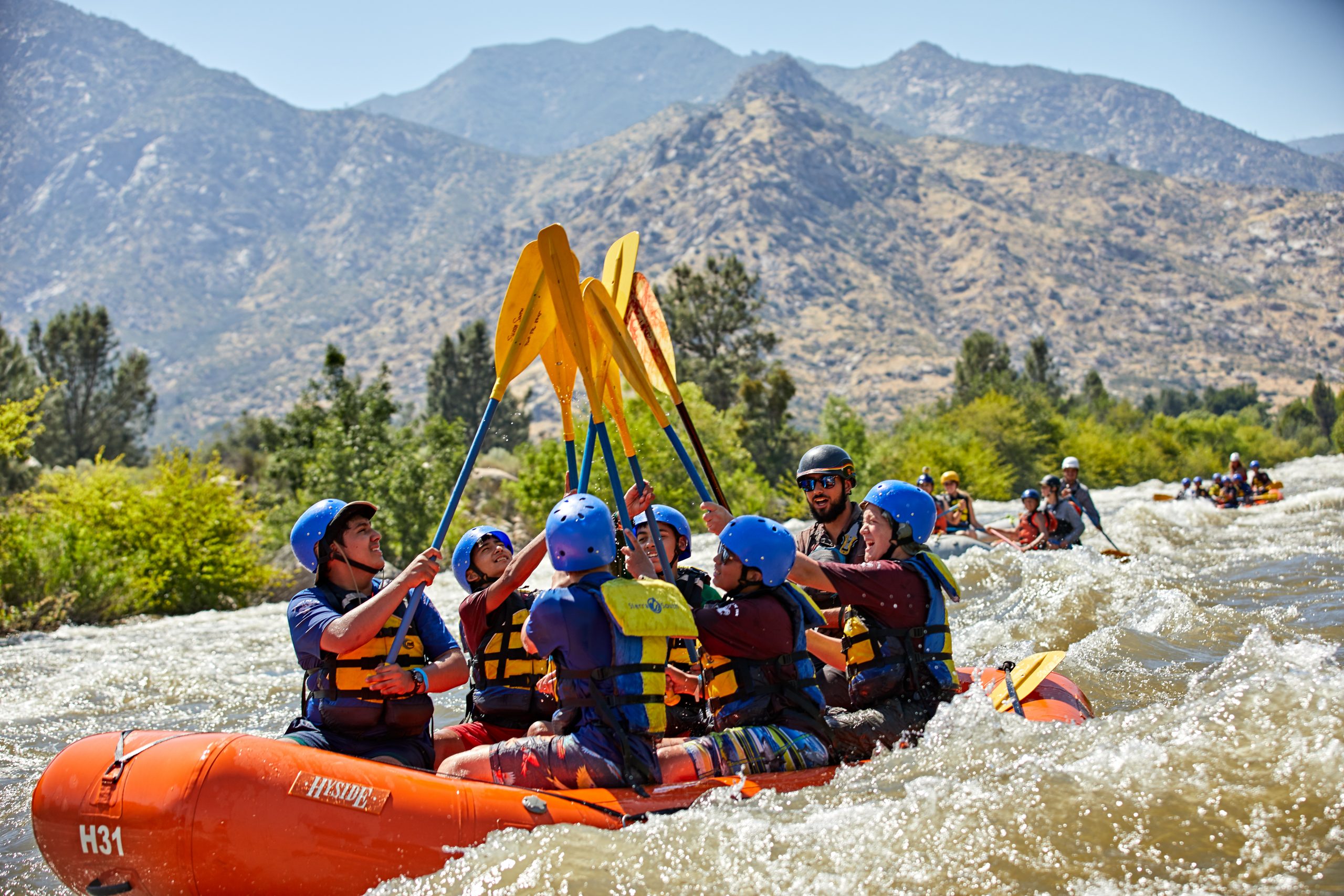 Scouts participating in water sports and activities